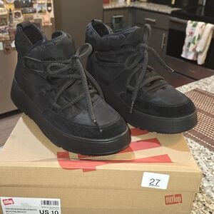 FitFlop F-mode Women's Black Ankle Boots Size 10 Lightly Used/Tried On